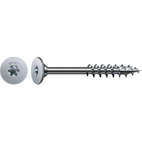 SPAX Tête plate arrière pour corps, 4,0 x 34 mm, 50 pcs, filetage partiel, tête arrière, T-STAR plus, 4CUT, nickelé - 4681030400342