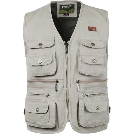 Hommes Gilet de Pêche Multi-Poches Gilet Photographie Chasse Veste Sans Manche de Plein Air Gilet Journaliste de Voyage Pêche (1/5)