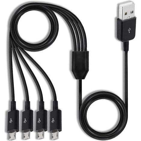 Câble répartiteur micro USB, câble de charge multiple micro USB, [4 en 1] câble de charge multiple micro USB, adaptateur USB 2.0 type A mâle vers quatre micro USB mâles (1/5)