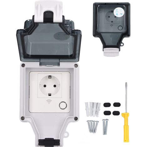 SJLERST Intelligenter WLAN-Stecker, IP66 wasserdichte Außensteckdose mit Fernbedienungs-Timerfunktion, intelligenter Wandstecker für Keller, Balkon, Außenbereich (SNW-SR) (1/5)