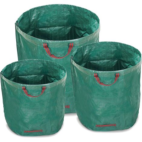 Lot de 3 sacs de jardin ultra résistants 1x 200L, 1x 300L, 1x 500L, s, légers, durables et résistants aux déchirures. (1/5)