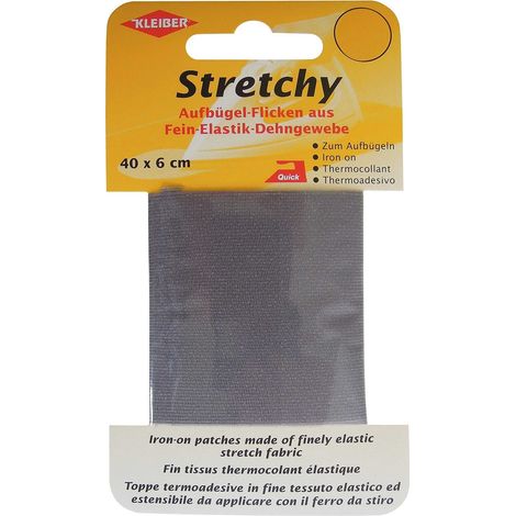 KLEIBER 40 X 6 CM RUBAN ÉLASTIQUE THERMOCOLLANT RÉPARATION VÊTEMENTS, GRIS 300-02