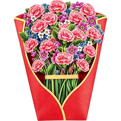 Carte de Voeux de Bouquet de Fleurs en Papier Pop-up 3D avec (1/5)