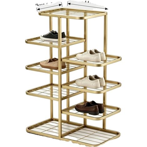 Schuhregal, 5 Ebenen, faltbares Design, 5-stufiges Gold (1/2)