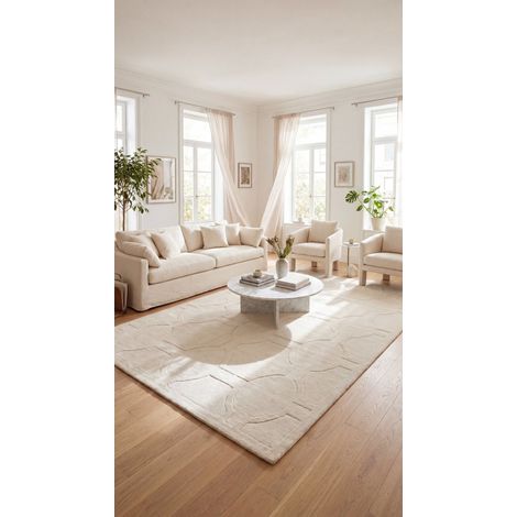Tapis en laine Gemstone Glimmer - Tapis en laine  - 290x190cm, Rectangular - 100% Laine vierge - Tufté main - Blanc