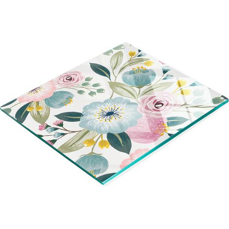Tagliere decorativo in vetro temperato con motivo floreale primaverile, 60x52 cm. (1/5)