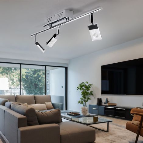 LED Deckenlampe Flurlampe Deckenleuchte Spotleiste beweglich Wohnzimmerlampe chrom, 3x 3W 170lm warmweiß, LxBxH 60x17x17 cm