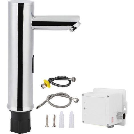 Elektronischer Sensor-Mischbatterie G1/2 Zoll, automatischer Ein-Durchfluss-Kaltwasserhahn für Badezimmer, berührungsloses Händewaschen, berührungslose Hygiene (1/4)
