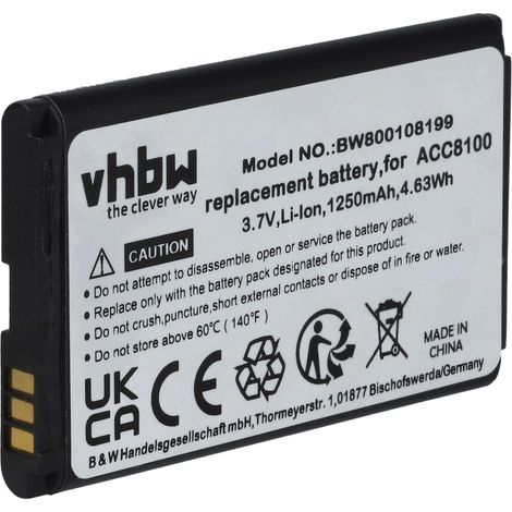 vhbw batería compatible con Philips Pocket Memo DPM8500, DPM8100, DPM6000, DPM7000, DPM8000 máquina de dictado (1250 mAh, 3,7 V, Li-Ion) - Reemplaza 8403 810 00011 ACC8100