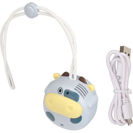 Ventilateur de cou portable rechargeable USB, forme de vache sans pales, avec cordon réglable pour extérieur - Bleu (1/5)
