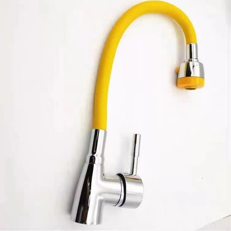 Export-grade black pointed tee colored universal tube kitchen sink hot and cold water mixer tap handwashing basin splash-proof tap -- yellow model