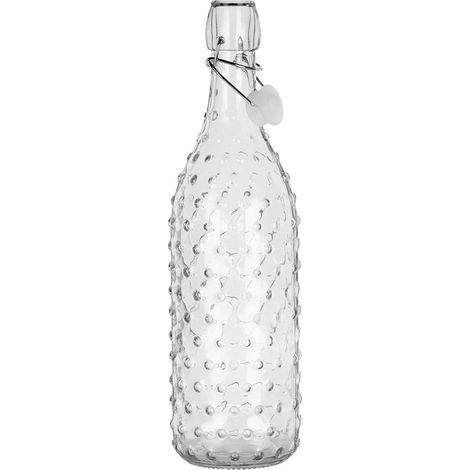 Bottiglia in vetro con tappo a clip per vino, liquori, sciroppi, succhi di frutta da 1 litro (1/3)