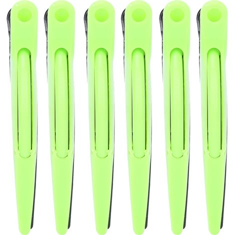 Lot de 6 pinces à cheveux coiffure, clips duckbill professionnels pour coloration permanente salon vert (1/5)