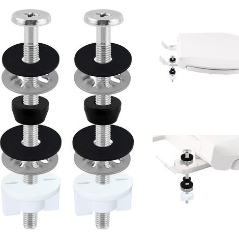 2-piece toilet seat bolts, universal replacement for heavy-duty toilet seat screws, 3.35-inch stainless steel locking nuts, rubber washers, gaskets, kit (1/5)
