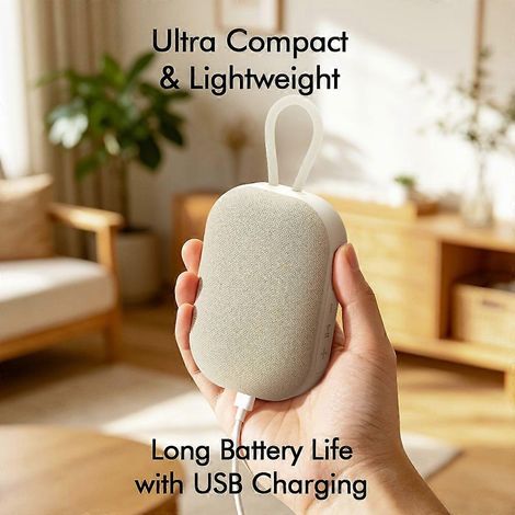Enceinte Bluetooth portable (blanc cassé) avec port USB/carte TF/radio FM, TWS, batterie rechargeable, idéale pour les fêtes en plein air, la randonnée et les voyages. Un cadeau parfait (1/5)