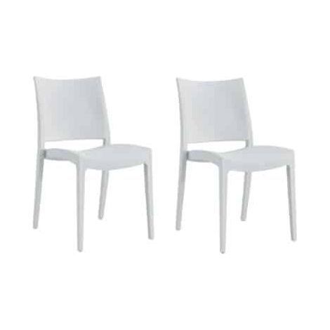 KIT 2 SEDIE POLIPROPILENE CUCINA BAR RISTORANTE SEDIA INTERNO ESTERNO BIANCO 587 flat