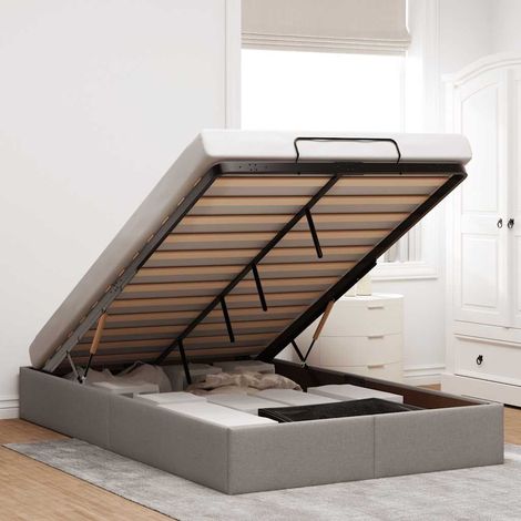 vidaXL Cadre de lit ottoman sans matelas taupe 120x200 cm tissu