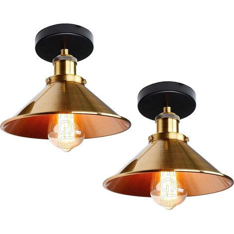 Lot de 2 Plafonnier, Métal, Design Vintage, Culot E27, Intérieur Résidentiel Commercial (1/5)