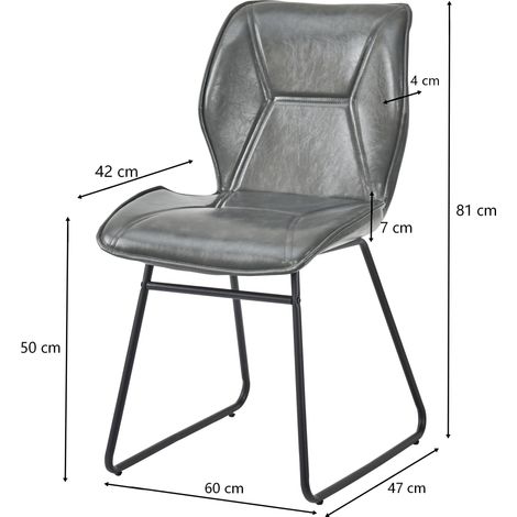 Lot de 2 fauteuils à manger en faux cuir cadre métallique,assises rembourrées. Confortables pour cuisine,salle à manger,salon et bureau,gris. (1/5)