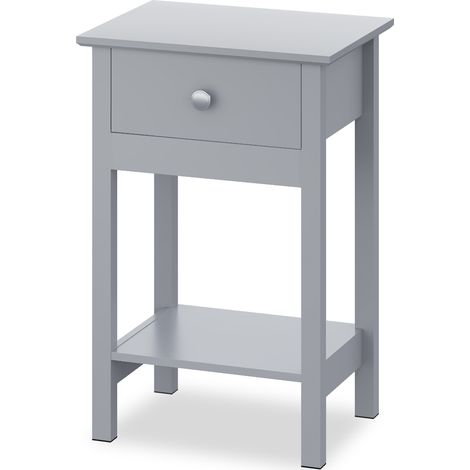 Wooden Nightstand with Drawer for Bedroom, Grey 40 x 30 cm (1/5)