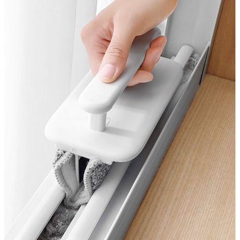 Cepillo para limpiar rieles de ventanas y ranuras, limpiador de rieles estrechos para puertas correderas/duchas (1/5)