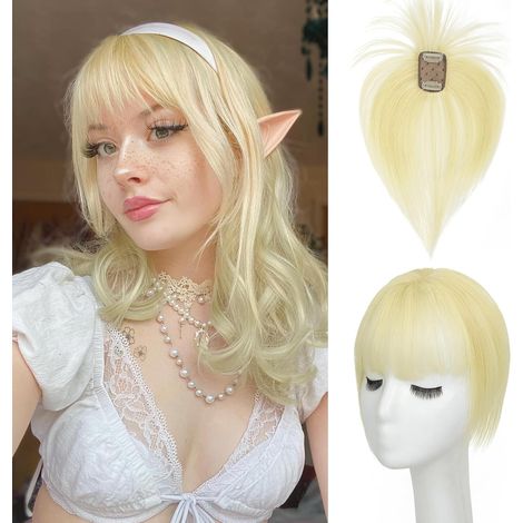 Parrucche per capelli da donna in veri capelli umani - Parrucca 3D a 360° con frangia per capelli diradati, frangia a clip con base in seta migliorata, perfetta per l'uso quotidiano, 5×10 Da (1/5)