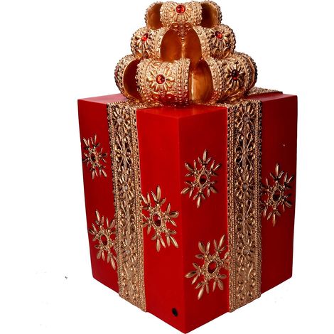 Pacco regalo resina oro e rosso cm 28x28xh50,8 (1/2)