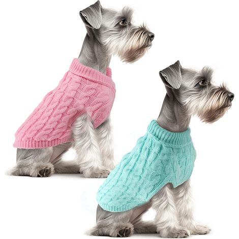 Lot de 2 Pull pour Chien, Tricot Acrylique Doux, Col Roulé, Pour Petit Chien et Chat, Hiver (1/5)