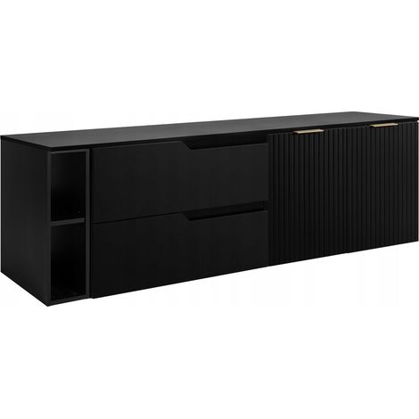 Waschtischunterschrank - 160 cm - Schwarz - Modernes Design - Praktische und elegante Elemente