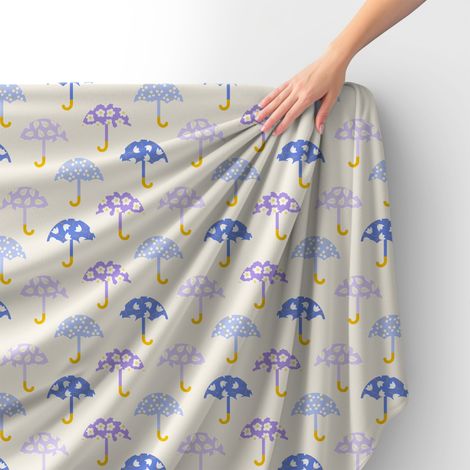 Royal Samt Stoff Polyester Zum Nähen - Motiv Blumenschirme