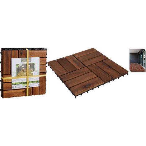 Dalle De Terrasse - Bois D'acacia - 30x30 cm - Clipsable - Pour Balcon Jardin Terrasse - Lot De 4 (1/5)