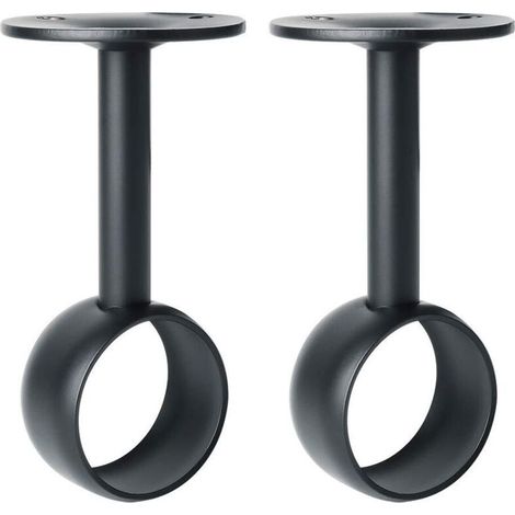 Support de Tringle à Rideaux Support Tringle Penderie avec Vis Support de Plafond pour Rideau et Armoire, Noir Mat en Acier Inoxydable, Diamètre 32 mm, 2 Pcs (1/5)