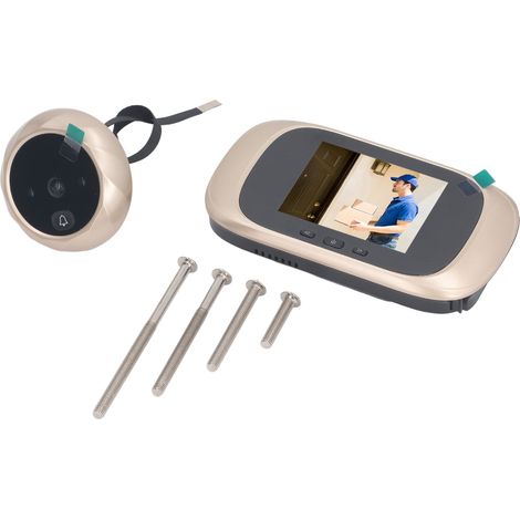 Sonnette vidéo intelligente avec écran LCD 2,8 pouces, résolution 320 x 240, vision nocturne, contrôle via application et connexion Wi-Fi. (1/5)