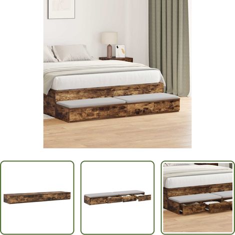 Holzschubladen -  Bettschubladen Geräucherte Eiche 140 x 36,5 x 16,5 cm (1/5)