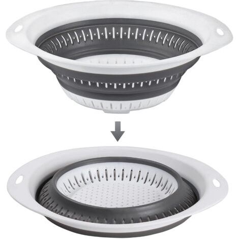 QORVA-Passoire Pliable en Silicone et Plastique, Passoire Cuisine Passoire à Pâtes peu Encombrante dans la Cuisine, Passoire