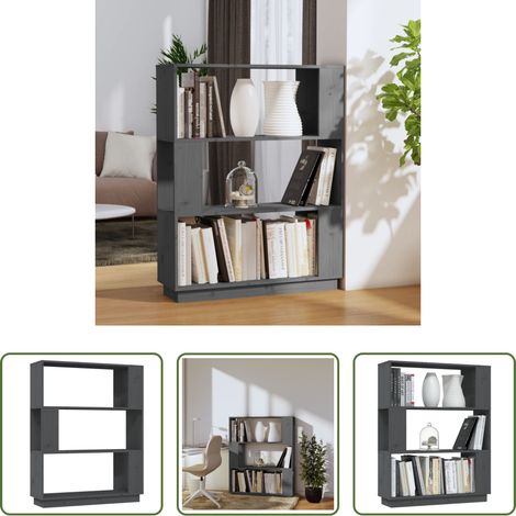 vidaXL Étagère de séparation -  Bibliothèque/Séparateur de pièce Gris 80x25x101 cm Pin massif (1/5)