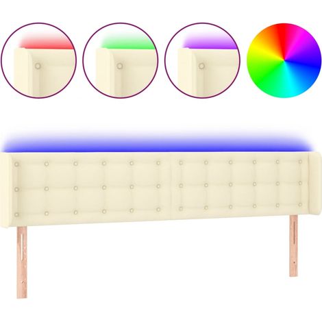 Maison Exclusive - LED Kopfteil Creme 203x16x78/88 cm Kunstleder