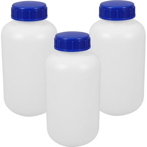 3 Pièces Flacons de Réactif Vides en Hdpe 1l avec Bouchon, Bouteilles de Liquide Épaisses et Étanches, Résistantes la Rupture pour Usage Industriel et Réactifs Chimiques (1/5)