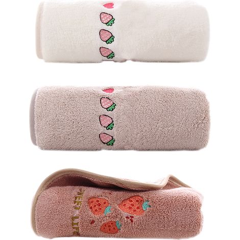 Lot de 3 Serviettes, 35x70 cm, Douces et Absorbantes, Coton, Coutures Double Face, Salle de Bain (1/5)