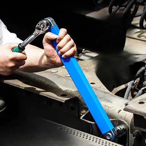 Clé à cliquet à douille à impact double usage (courte et jaune) avec rallonge coudée compacte et adaptateur 4 pouces pour outils à main automobiles (1/5)