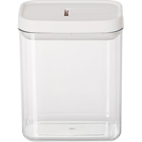 Luftdichter Frischhaltebehälter, 800 ml, transparente und stapelbare Aufbewahrungsbox aus Kunststoff mit luftdichtem Verschluss für trockene Lebensmittel wie Müsli, Reis, Mehl und Zucker. (1/5)