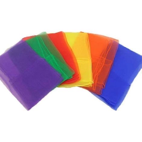 Châle carré en gaze de 60 cm, châle de danse, châle en soie, châle en mousseline, femme, lot de 12 pièces (1/5)