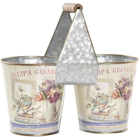 Cache-pot in metallo - DKD HOME DECOR - Shabby Chic - Rosa - 24x12 cm - Metallo (1/3)