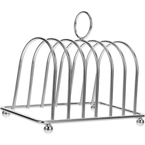 Porte-toast en fer, support multifonctionnel pour toasts de cuisine, accessoire de rangement pratique pour pain tranché et toasts au déjeuner, argenté, 14,5 x 8 x 7,8 cm (1/5)