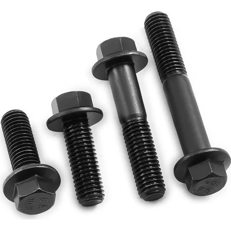 Vis à tête hexagonale bride en acier au carbone noir de grade 10.9 – M6, M8, M10, M12, M14, M16 – (1/5)