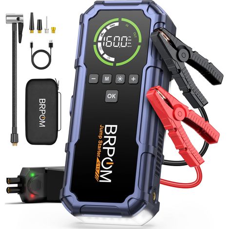 Car Battery Booster with Compressor 160 PSI Portable Jump Starter 12V 9000A for Petrol and Diesel Engines up to 10L, Jump Starter, Tyre Inflator, LCD Display, LED 600LM (1/5)