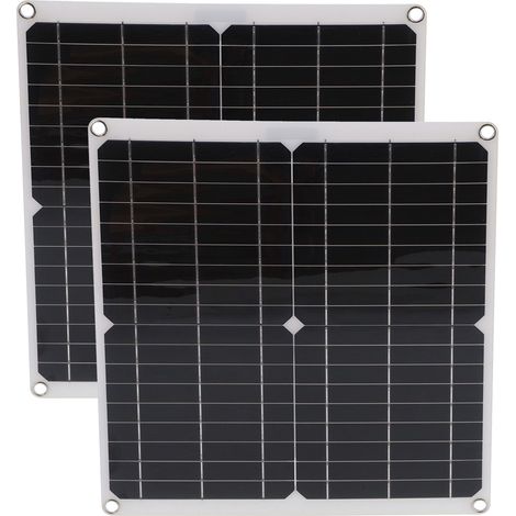 Kit de système photovoltaïque comprenant 2 panneaux solaires 20 V 25 W, un contrôleur de charge solaire 30 A et un câble. (1/5)