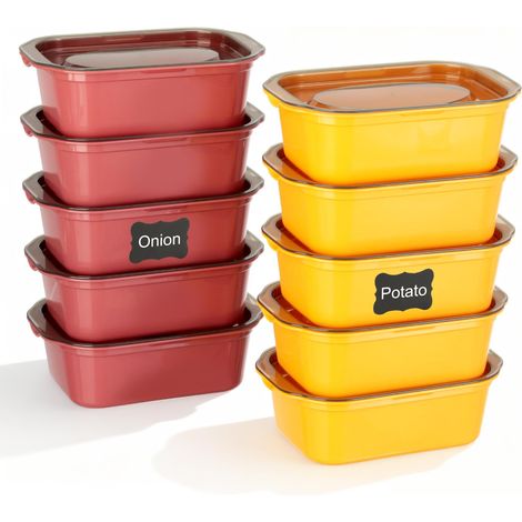 10PCS Boite Alimentaire Plastique, Rectangulaire Boite Congelation Alimentaire avec Couvercle, Empilables Boite Hermetique Alimentaire, Hermétiques, Sans Bpa, Adaptés au Micro-Onde, 500ML (1/5)