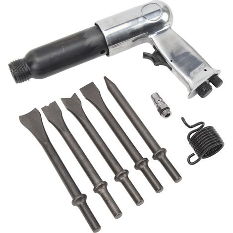 Kit Burin Pneumatique Haute Performance Marteau Chisel pour Réparation Auto Plaquettes Frein Décapage Rouille Canon Long 250mm (1/5)