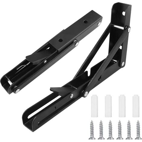 Équerre Pliant Support Console Pliable En Acier Inoxydable, Supports D' étagères Pliants Charge, Lourds Support Console Pliable Rétractable, Pour Garage, Cuisine, Chambre(25cm, 2Pièces) (1/5)